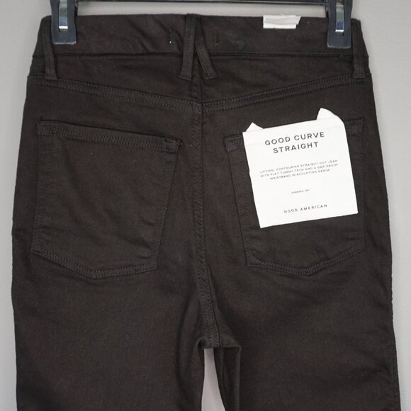New Good American Good Curve High Rise Straight Jeans in Black001 size 4/27 - Picture 11 of 16